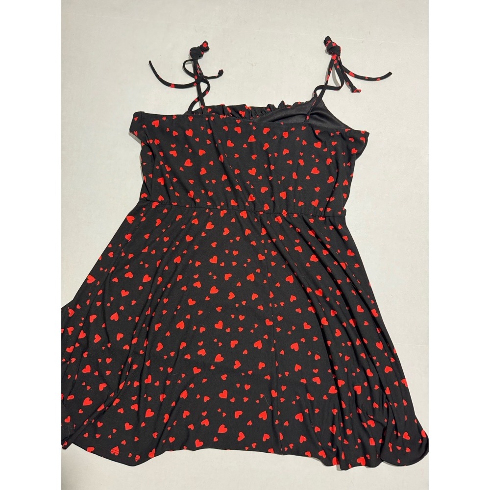 Lily Rose Black Dress w/Red Hearts, Tie Up Shoulders, women's XXL - Picture 5 of 5